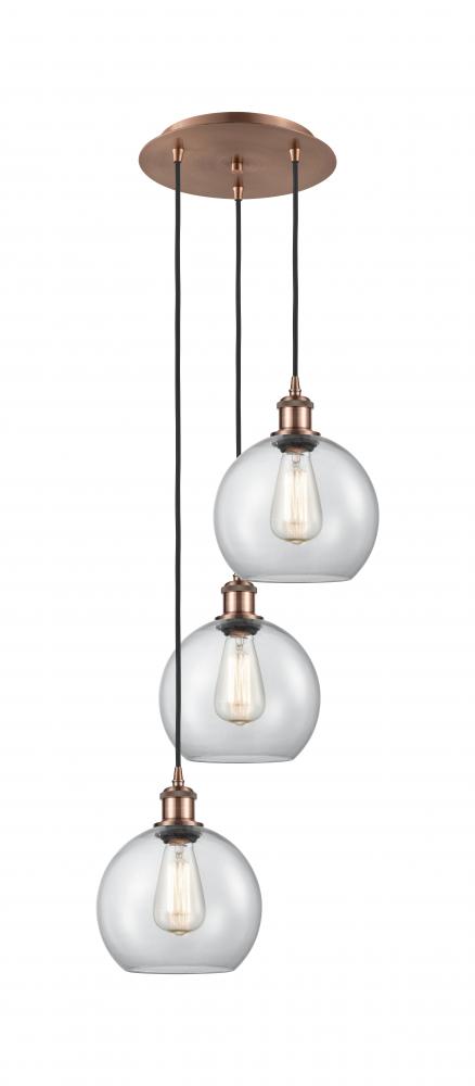 Athens - 3 Light - 15 inch - Antique Copper - Cord Hung - Multi Pendant