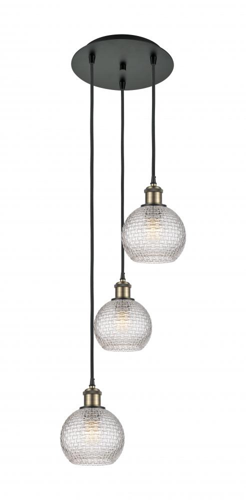 Athens - 3 Light - 12 inch - Black Antique Brass - Cord Hung - Multi Pendant