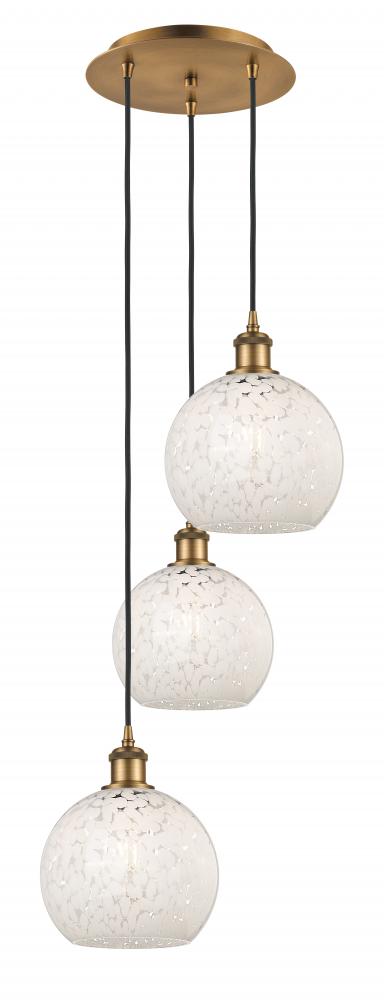 White Mouchette - 3 Light - 15 inch - Brushed Brass - Cord Hung - Multi Pendant