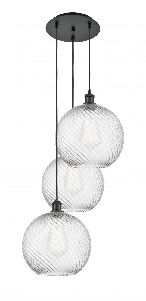 Athens Twisted Swirl - 3 Light - 18 inch - Matte Black - Cord hung - Multi Pendant