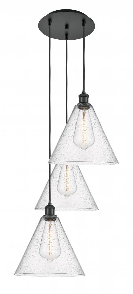 Berkshire - 3 Light - 19 inch - Matte Black - Cord Hung - Multi Pendant