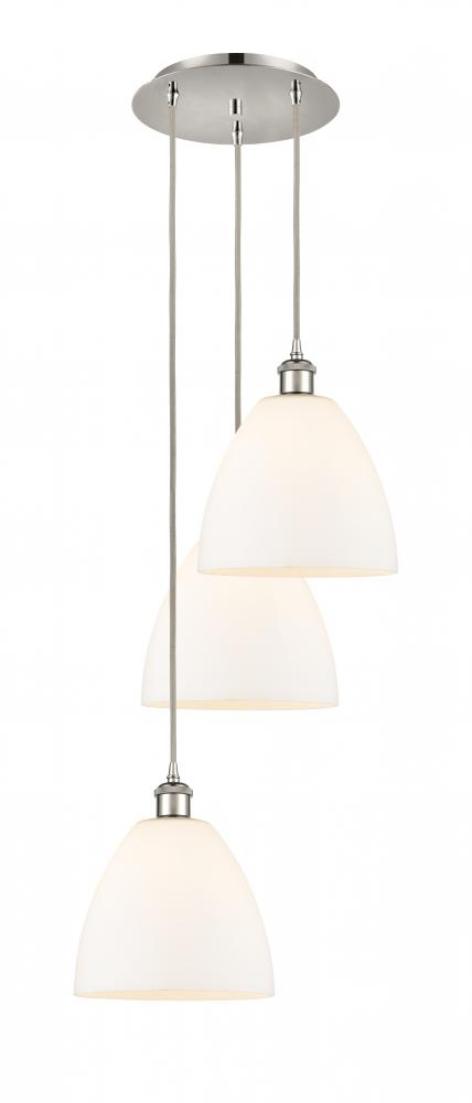 Bristol - 3 Light - 16 inch - Polished Nickel - Cord Hung - Multi Pendant