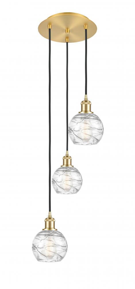 Athens Deco Swirl - 3 Light - 12 inch - Satin Gold - Cord hung - Multi Pendant