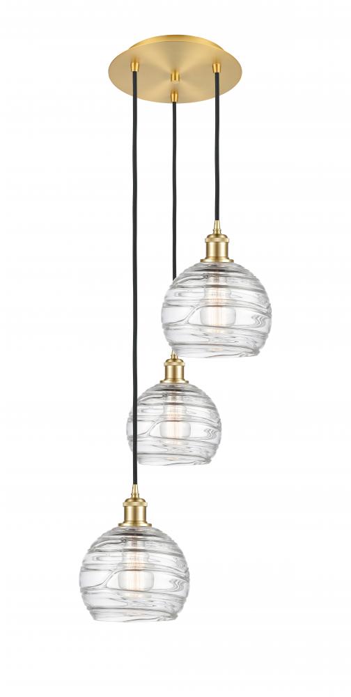 Athens Deco Swirl - 3 Light - 15 inch - Satin Gold - Cord hung - Multi Pendant