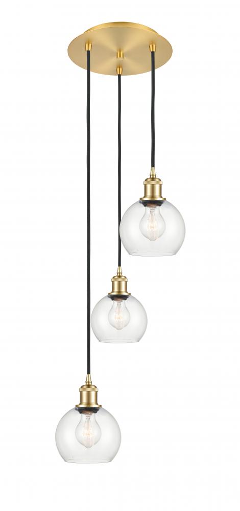 Athens - 3 Light - 12 inch - Satin Gold - Cord Hung - Multi Pendant