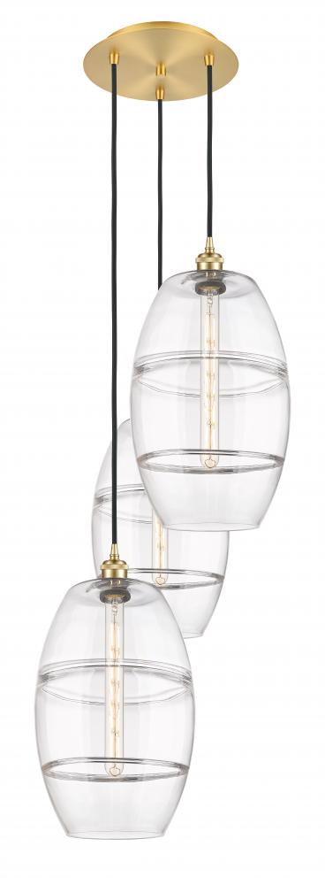 Vaz - 3 Light - 17 inch - Satin Gold - Cord hung - Multi Pendant