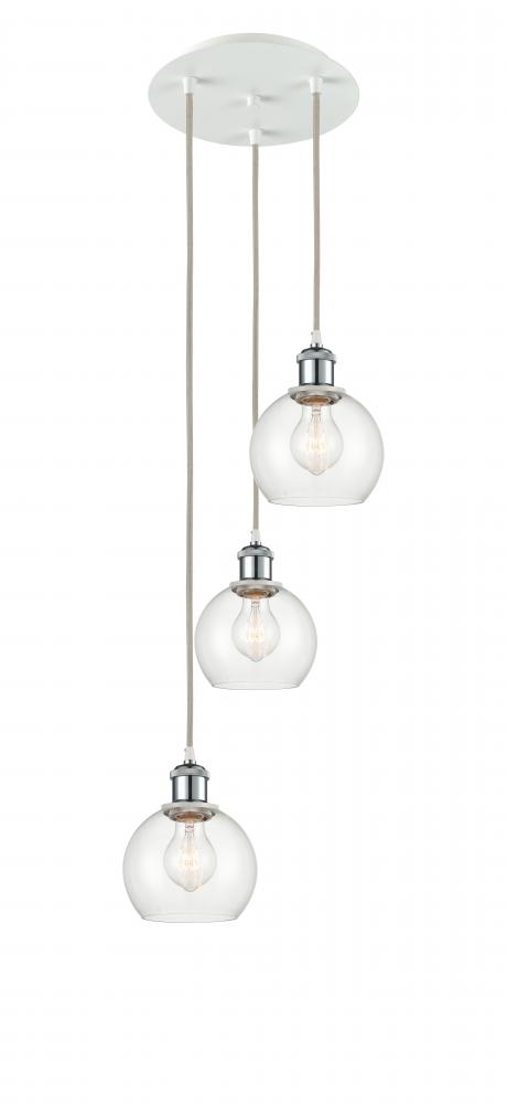 Athens - 3 Light - 12 inch - White Polished Chrome - Cord Hung - Multi Pendant