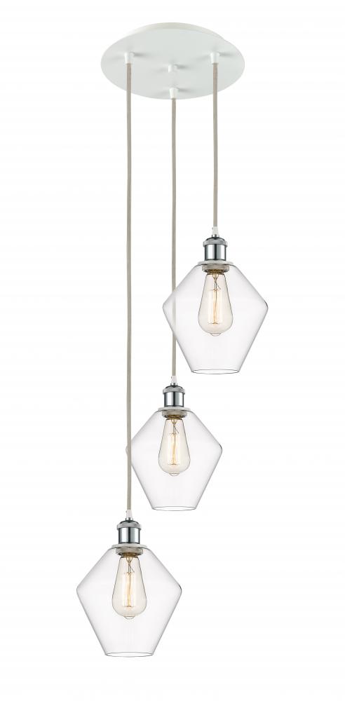 Cindyrella - 3 Light - 15 inch - White Polished Chrome - Cord Hung - Multi Pendant