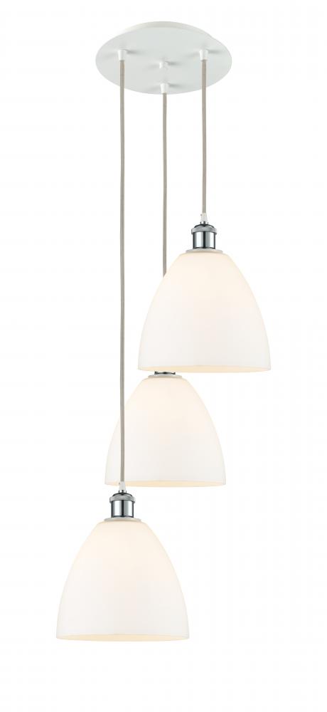 Bristol - 3 Light - 16 inch - White Polished Chrome - Cord Hung - Multi Pendant