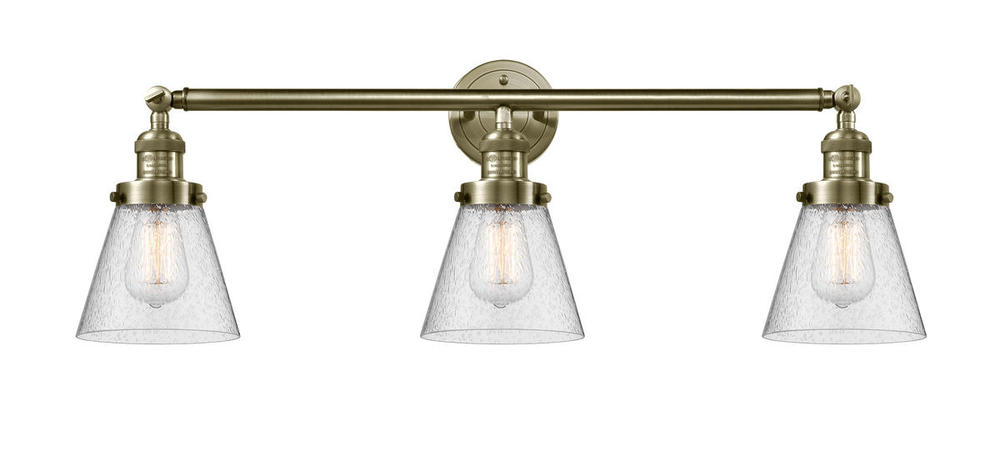 Cone - 3 Light - 30 inch - Antique Brass - Bath Vanity Light