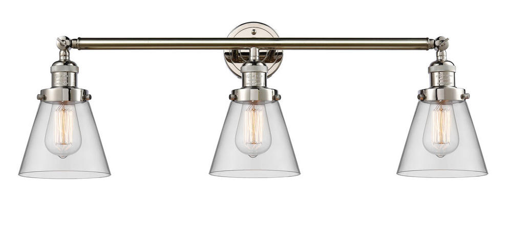 Cone - 3 Light - 30 inch - Polished Nickel - Bath Vanity Light