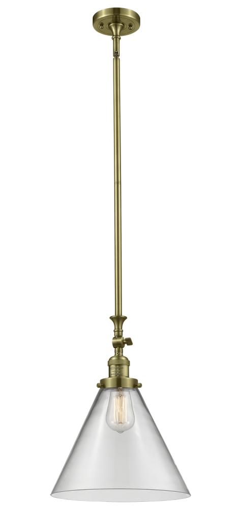 Cone - 1 Light - 12 inch - Antique Brass - Stem Hung - Mini Pendant