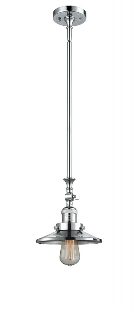 Railroad - 1 Light - 8 inch - Polished Chrome - Stem Hung - Mini Pendant