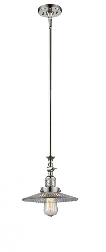 Halophane - 1 Light - 9 inch - Polished Nickel - Stem Hung - Mini Pendant