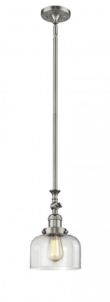 Bell - 1 Light - 8 inch - Brushed Satin Nickel - Stem Hung - Mini Pendant