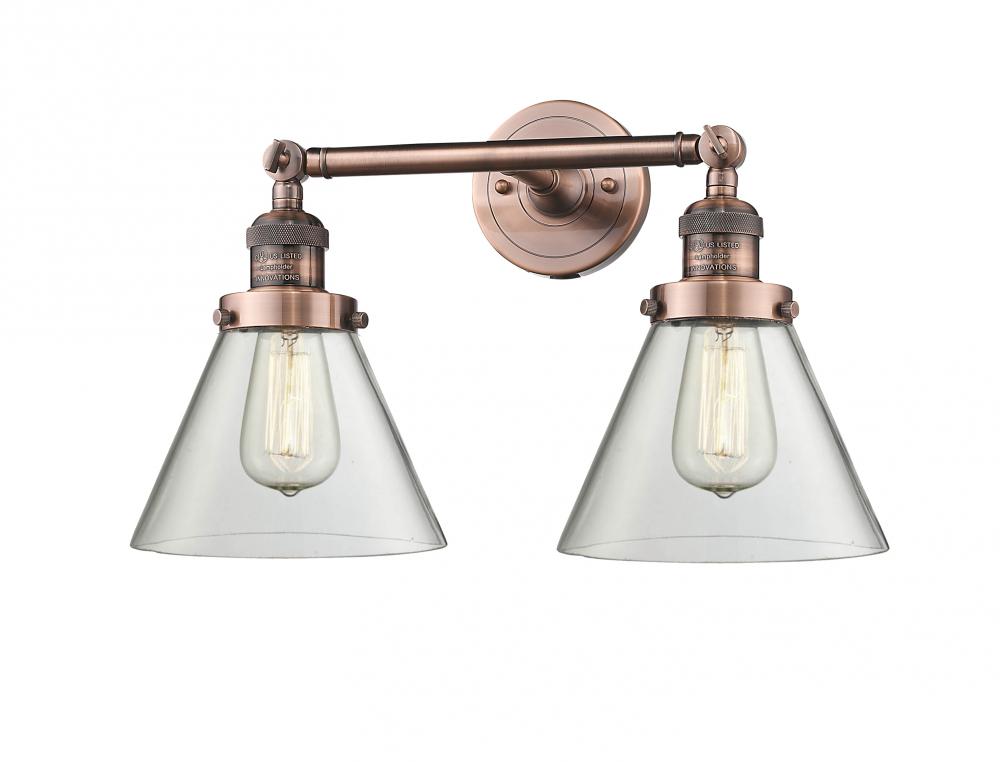 Cone - 2 Light - 18 inch - Antique Copper - Bath Vanity Light