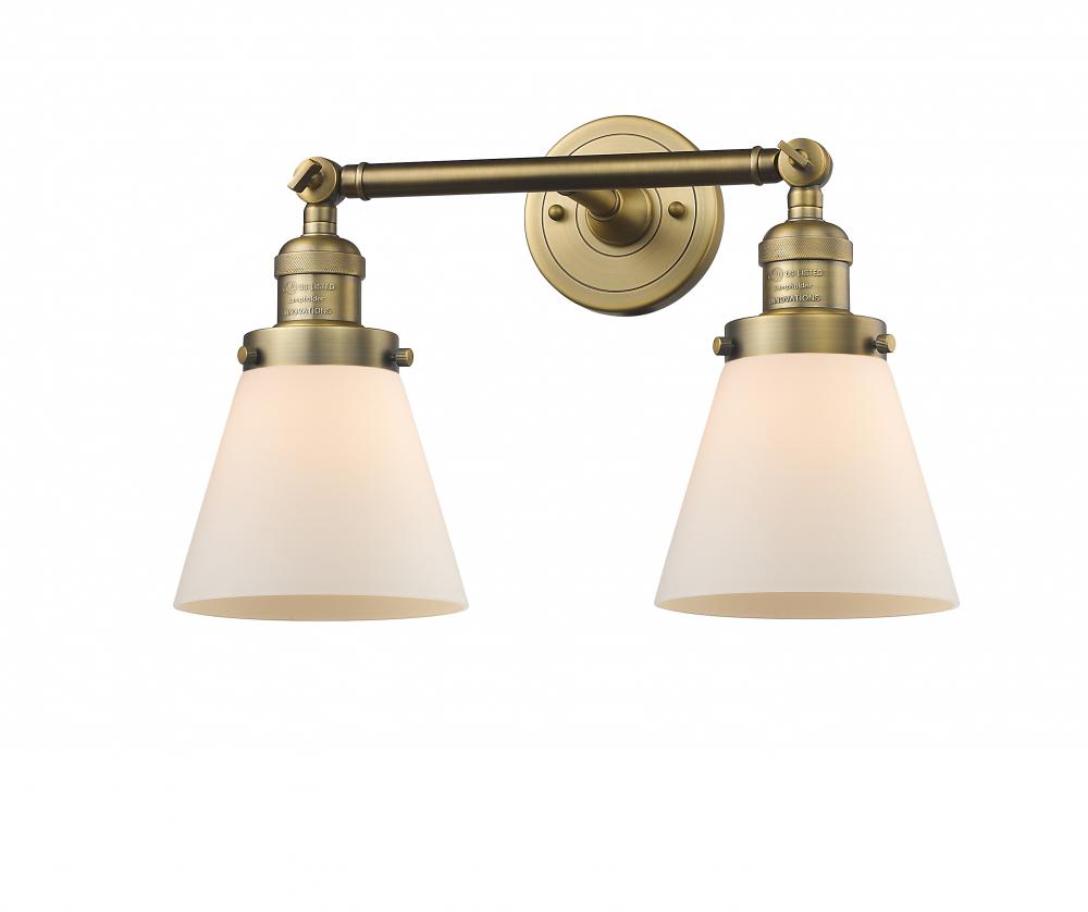 Cone - 2 Light - 16 inch - Brushed Brass - Bath Vanity Light