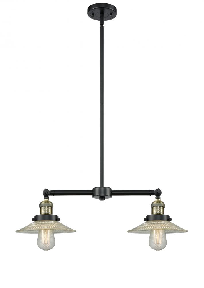 Halophane - 2 Light - 21 inch - Black Antique Brass - Stem Hung - Island Light