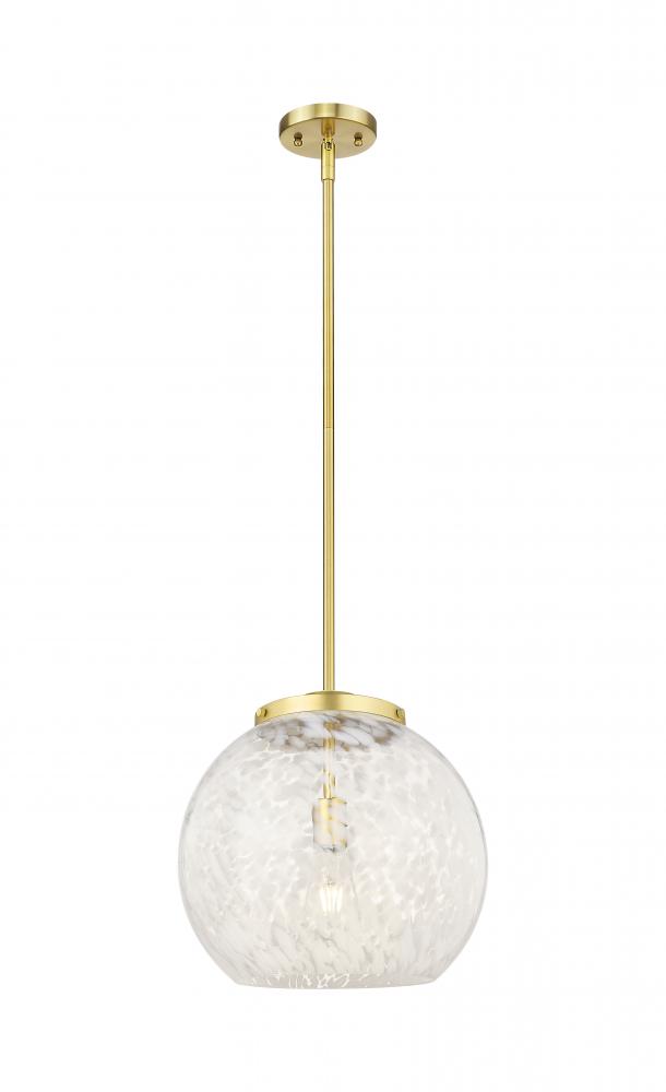 White Mouchette - 1 Light - 14 inch - Satin Gold - Stem Hung - Pendant