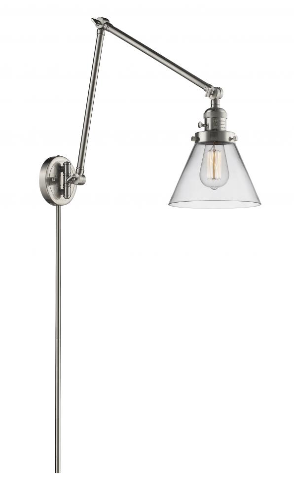 Cone - 1 Light - 8 inch - Brushed Satin Nickel - Swing Arm