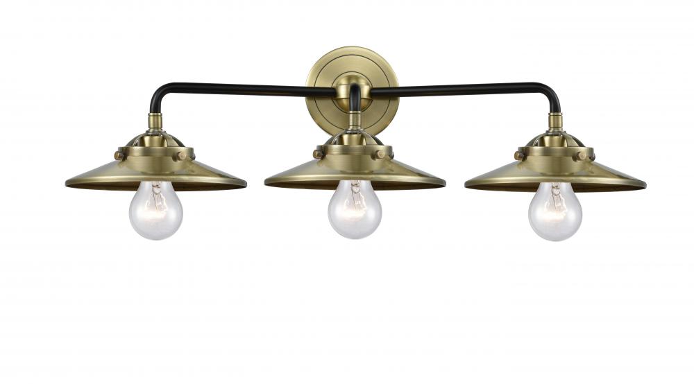 Railroad - 3 Light - 26 inch - Black Antique Brass - Bath Vanity Light