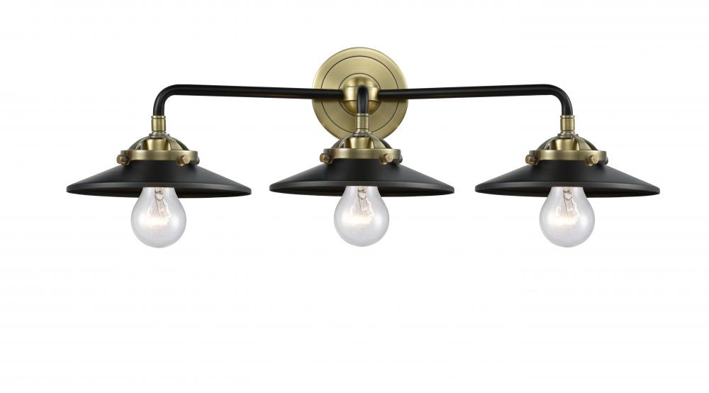 Railroad - 3 Light - 26 inch - Black Antique Brass - Bath Vanity Light