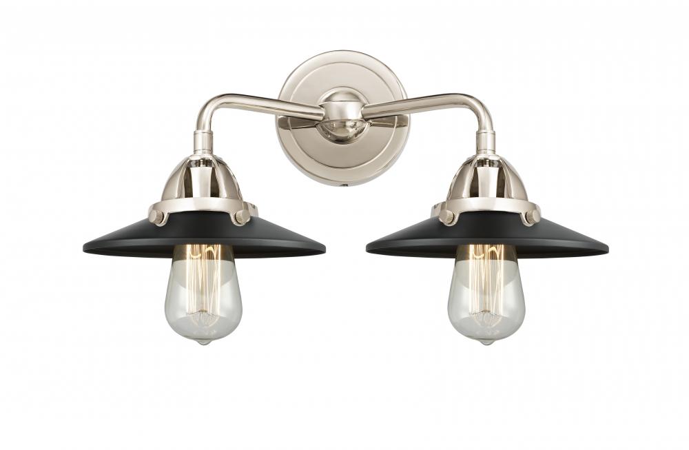 Railroad - 2 Light - 16 inch - Polished Nickel - Bath Vanity Light