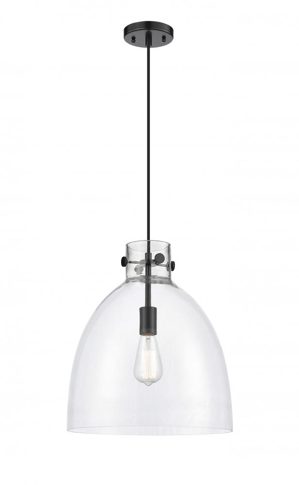 Newton Bell - 1 Light - 14 inch - Matte Black - Cord hung - Pendant