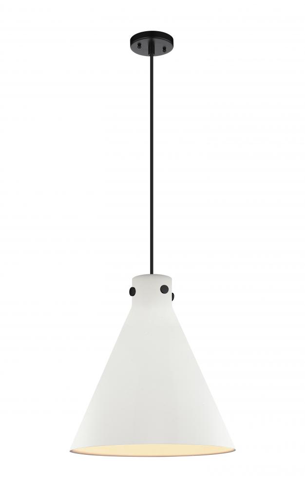 Newton Cone - 1 Light - 16 inch - Matte Black - Cord hung - Pendant