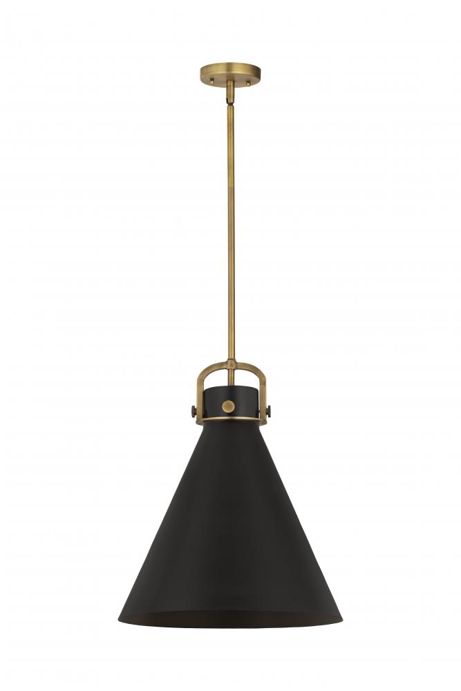 Newton Cone - 1 Light - 18 inch - Brushed Brass - Matte Black - Pendant