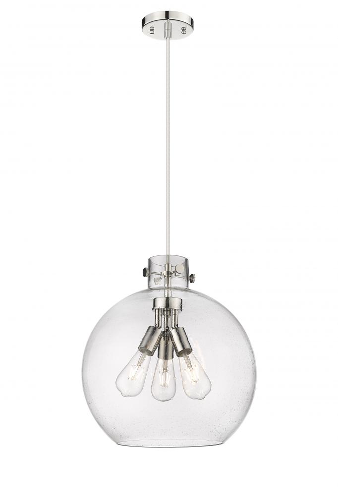 Newton Sphere - 3 Light - 18 inch - Polished Nickel - Cord hung - Pendant