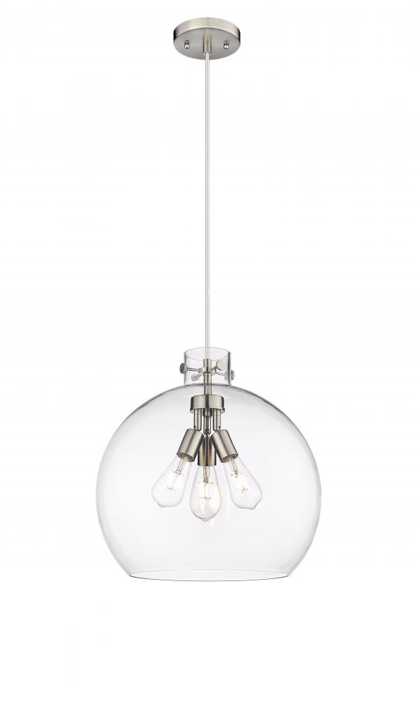 Newton Sphere - 3 Light - 18 inch - Satin Nickel - Cord hung - Pendant