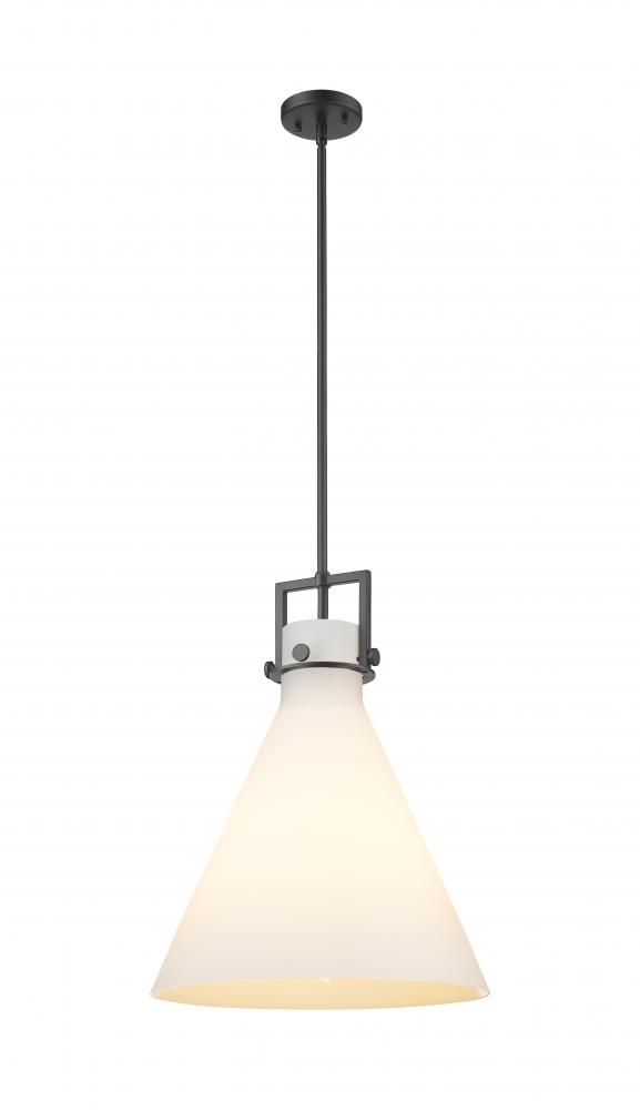 Newton Cone - 1 Light - 16 inch - Matte Black - Cord hung - Pendant