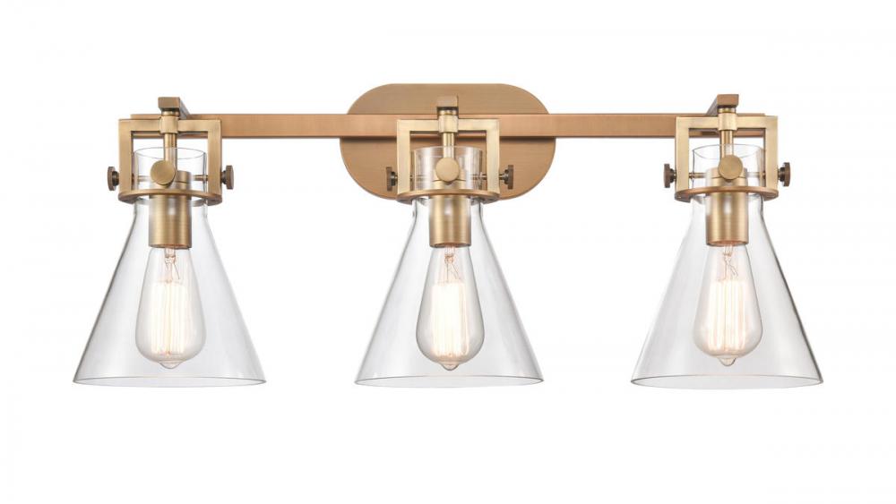 Newton Cone - 3 Light - 27 inch - Brushed Brass - Bath Vanity Light