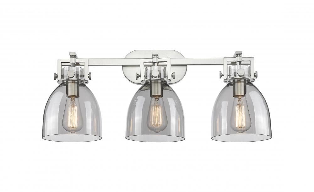 Newton Bell - 3 Light - 27 inch - Satin Nickel - Bath Vanity Light