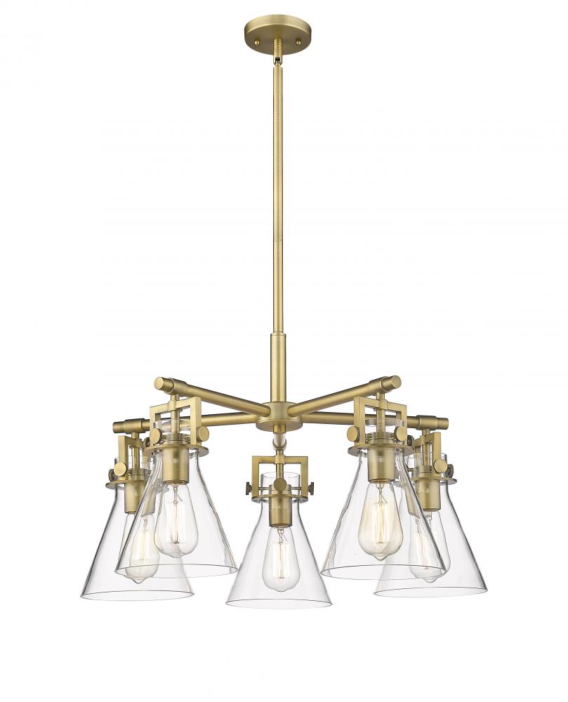 Newton Cone - 5 Light - 26 inch - Brushed Brass - Chandelier