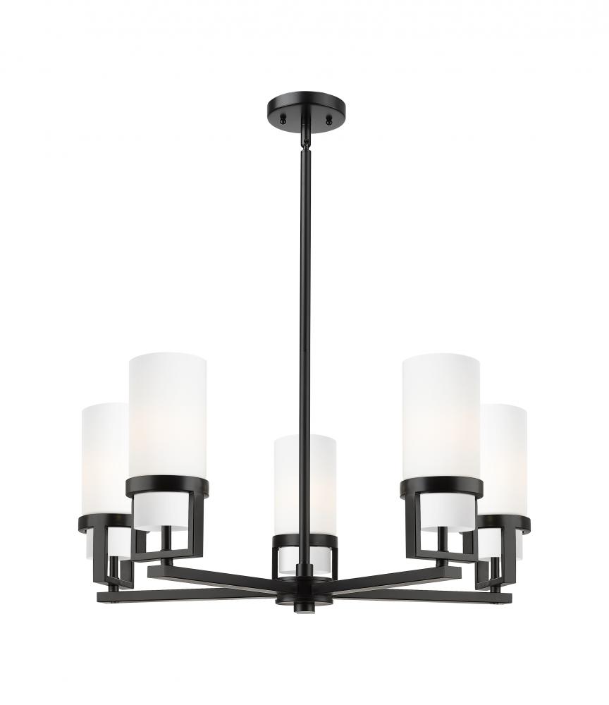 Utopia - 5 Light - 24 inch - Matte Black - Chandelier