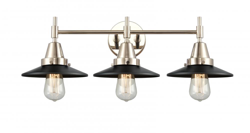 Railroad - 3 Light - 26 inch - Polished Nickel - Bath Vanity Light