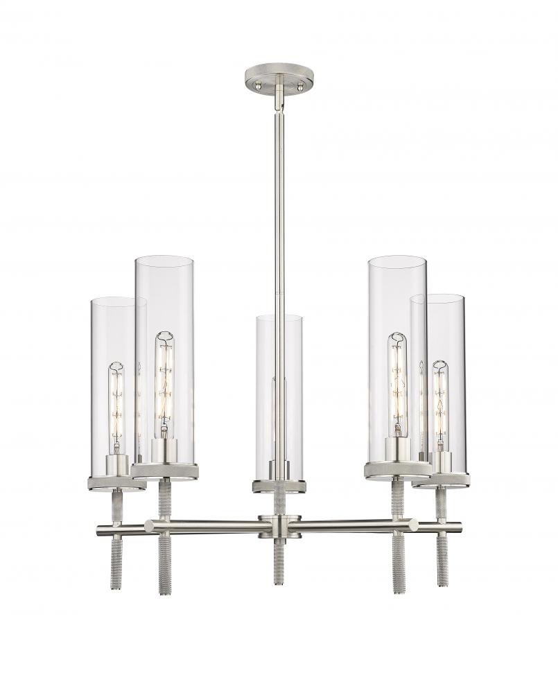 Lincoln - 5 Light - 27 inch - Satin Nickel - Chandelier