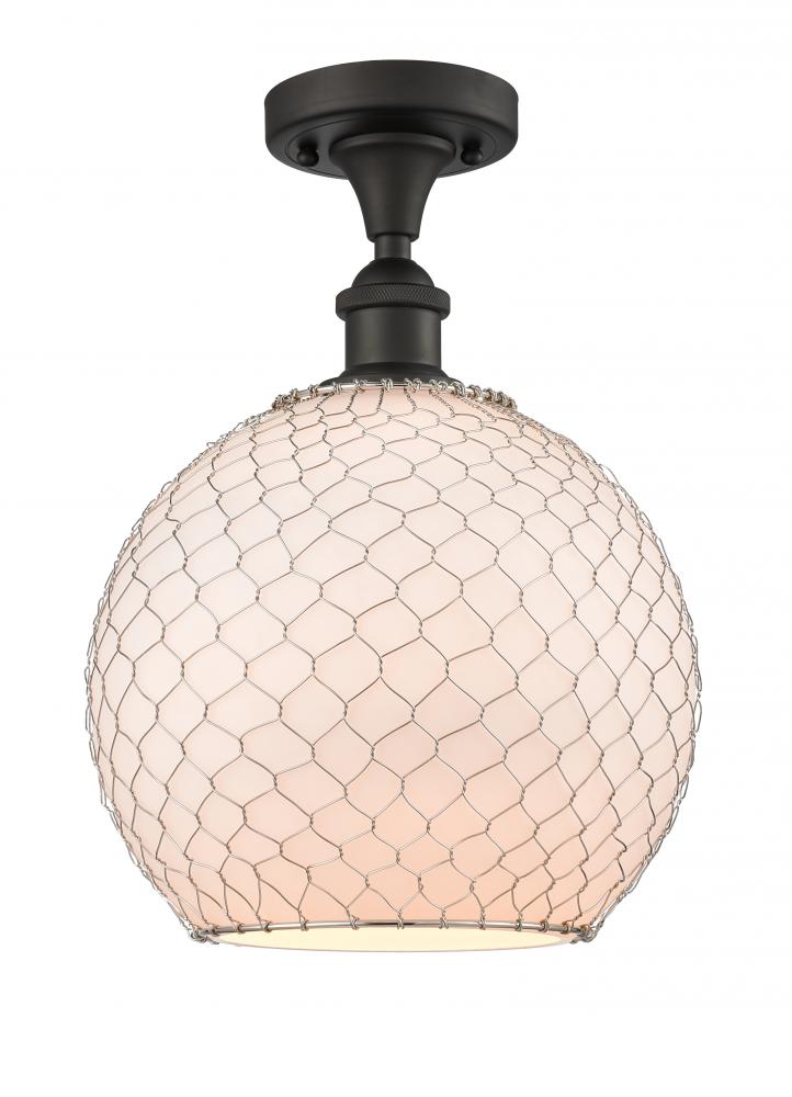 Farmhouse Chicken Wire - 1 Light - 10 inch - Oil Rubbed Bronze - Semi-Flush Mount