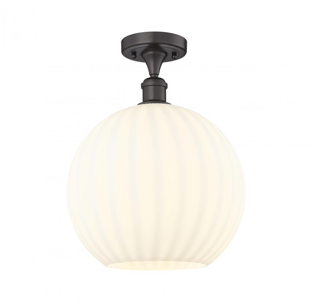 White Venetian - 1 Light - 12 inch - Oil Rubbed Bronze - Semi-Flush Mount