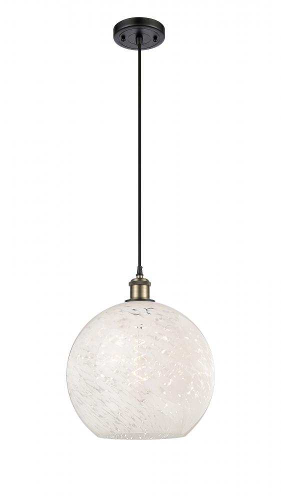 White Mouchette - 1 Light - 12 inch - Black Antique Brass - Cord Hung - Mini Pendant