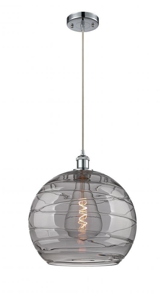 Athens Deco Swirl - 1 Light - 14 inch - Polished Chrome - Cord hung - Pendant