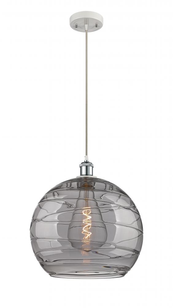 Athens Deco Swirl - 1 Light - 14 inch - White Polished Chrome - Cord hung - Pendant