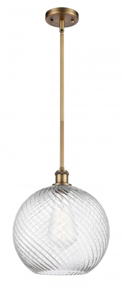 Athens Twisted Swirl - 1 Light - 12 inch - Brushed Brass - Mini Pendant