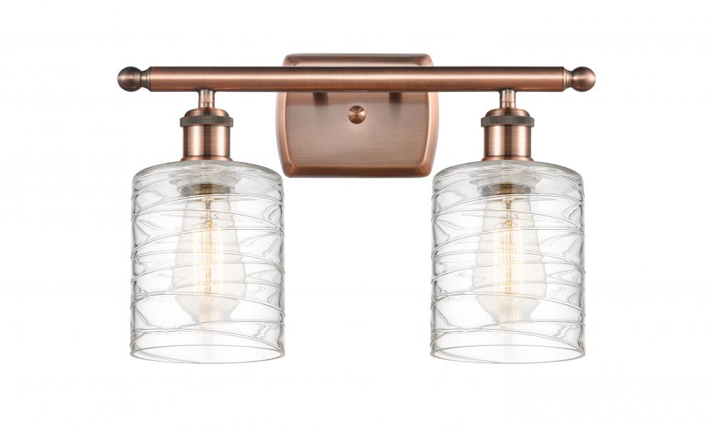 Cobbleskill - 2 Light - 15 inch - Antique Copper - Bath Vanity Light