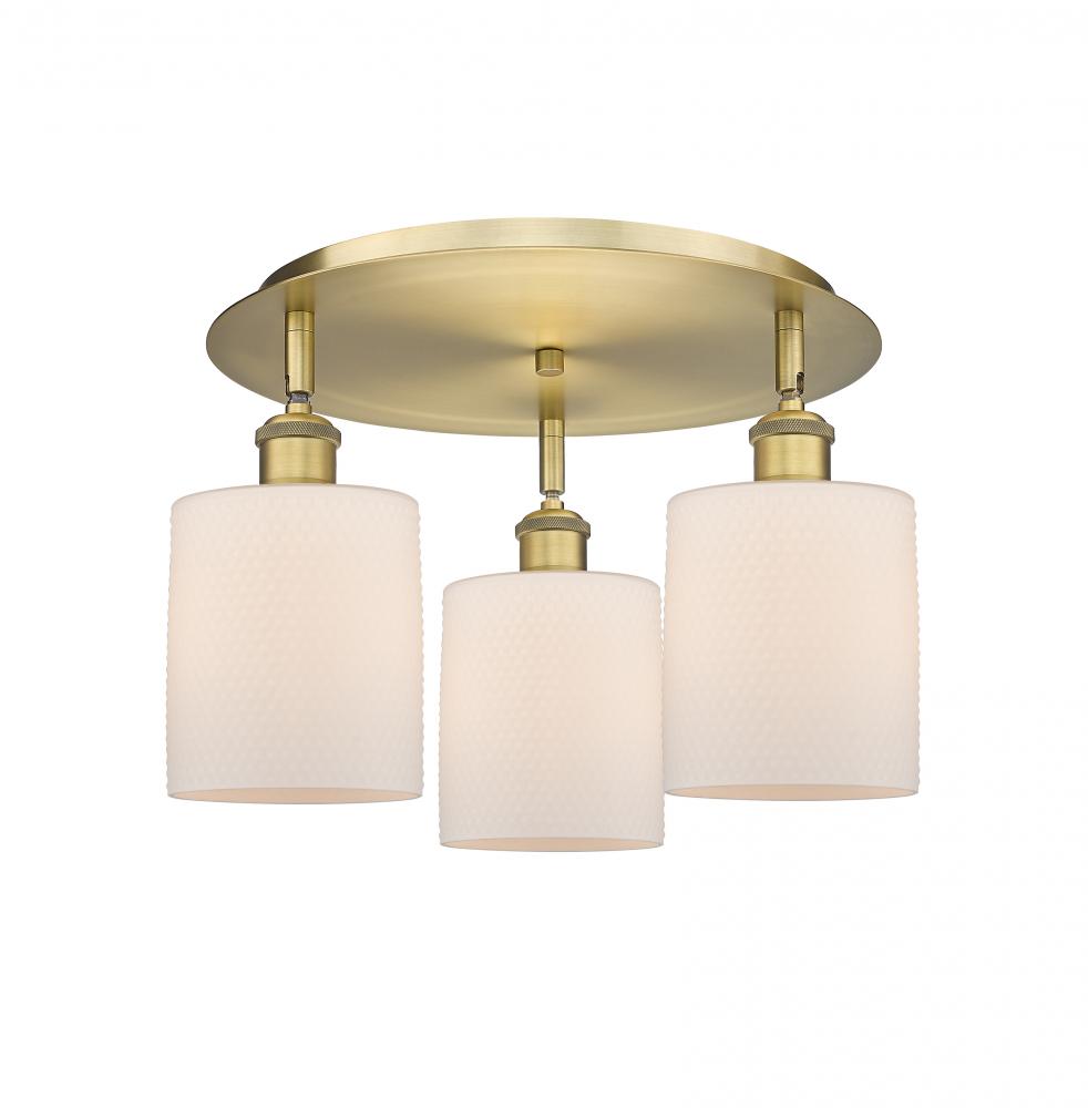 Cobbleskill - 3 Light - 17 inch - Brushed Brass - Flush Mount