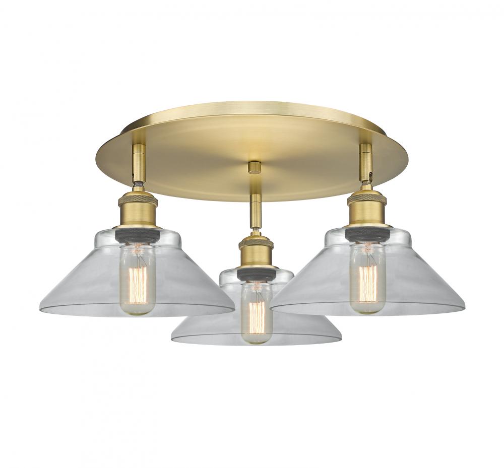 Orwell - 3 Light - 20 inch - Brushed Brass - Flush Mount