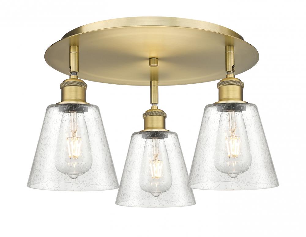 Caton - 3 Light - 17 inch - Brushed Brass - Flush Mount