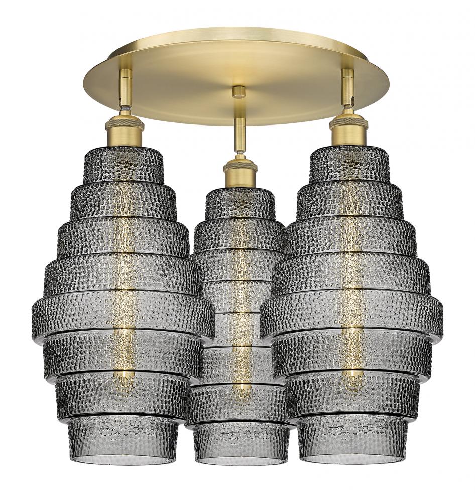 Cascade - 3 Light - 20 inch - Brushed Brass - Flush Mount